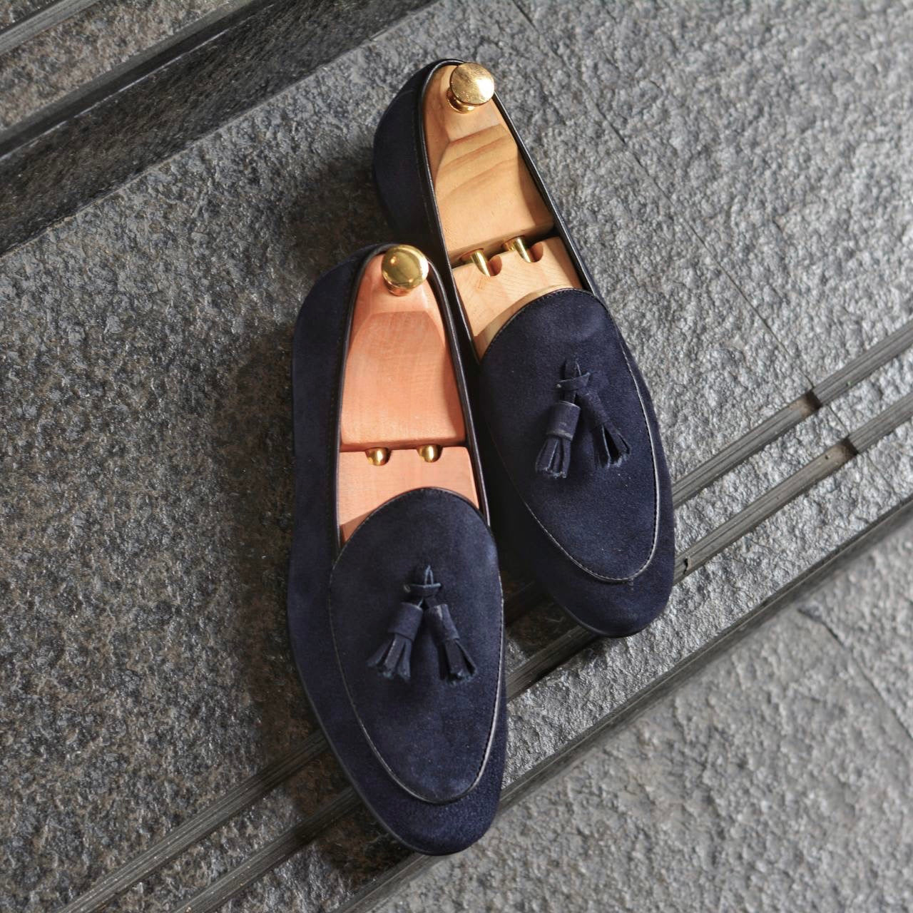 503-2 Belgian Loafers Suede Blue