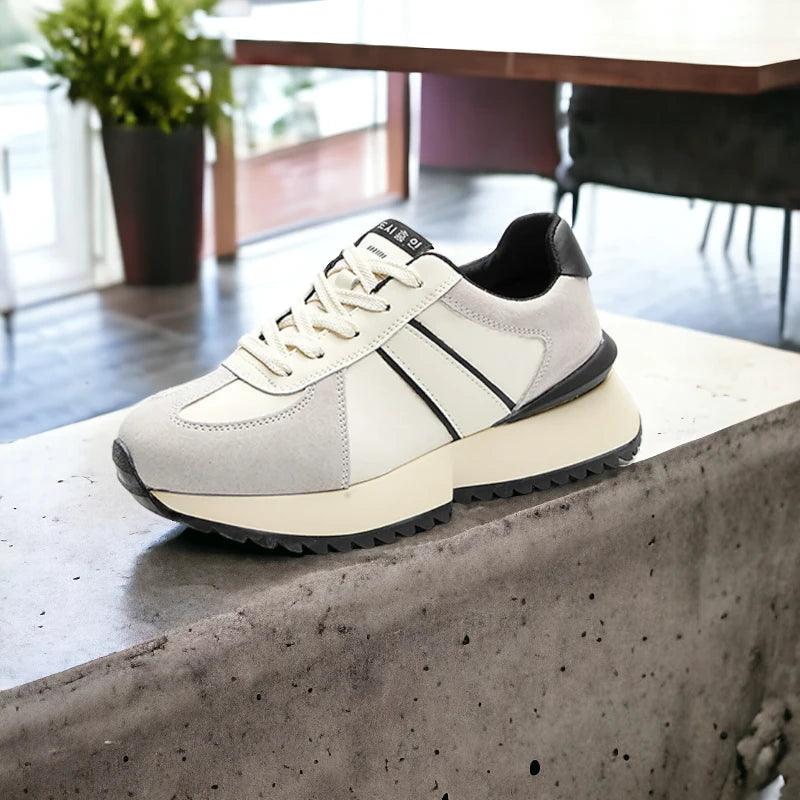 BWCS408 Women's Casual Shoes - Nubuck Leather Flat Sneakers