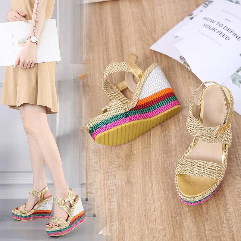 Casual Peep Toe Wedge Shoes