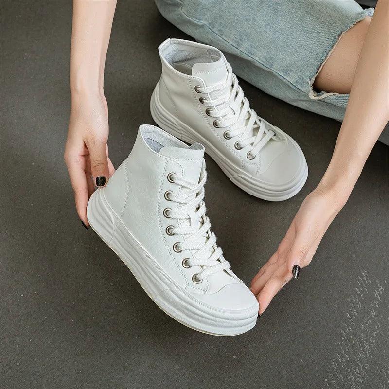 G31 Women's Casual Shoes - Leather High Top Sneakers