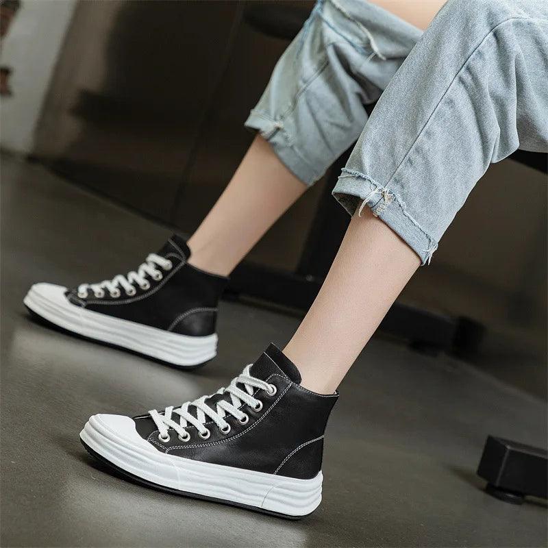 G31 Women's Casual Shoes - Leather High Top Sneakers