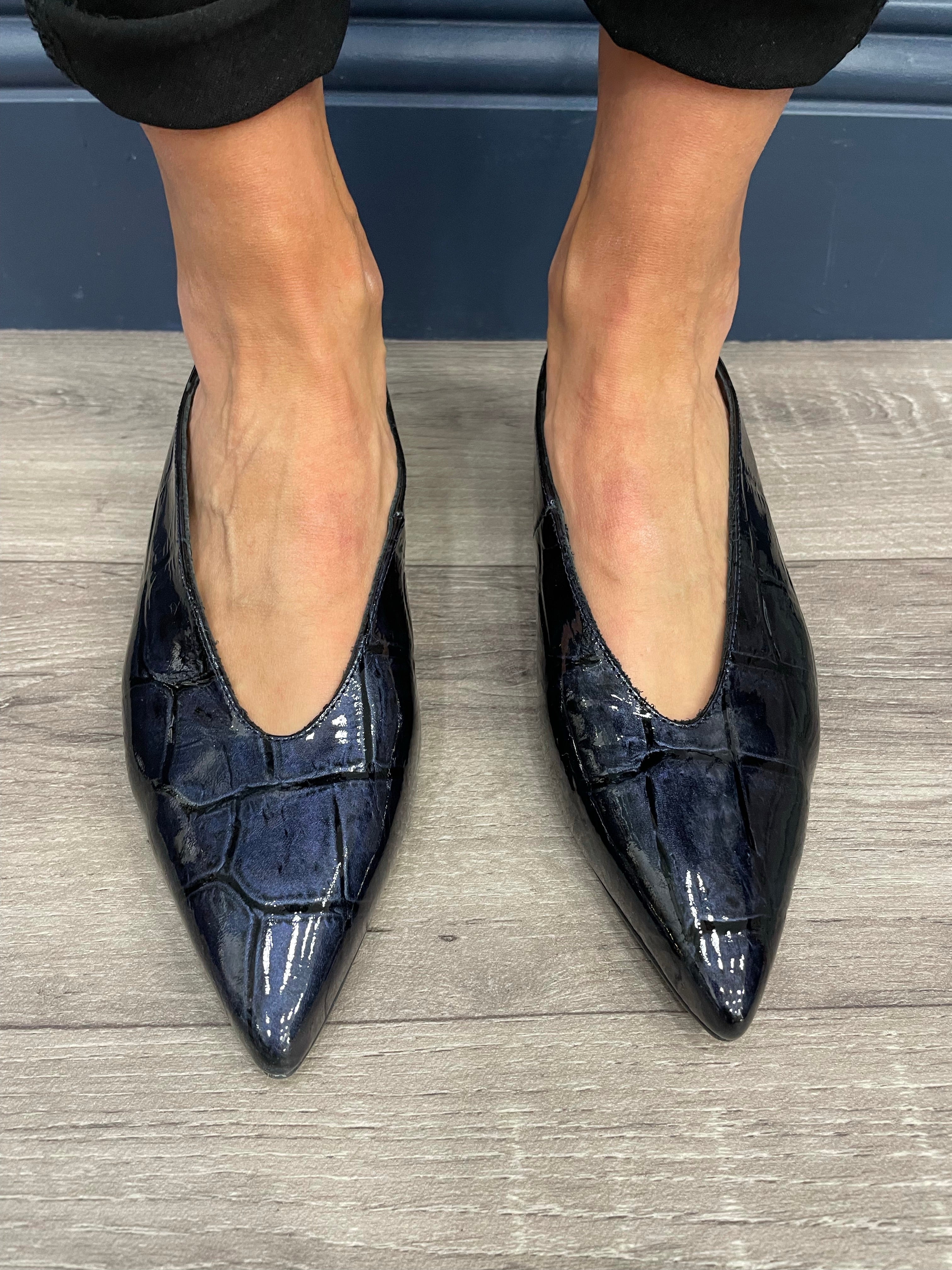 Marian Navy Patent Flats