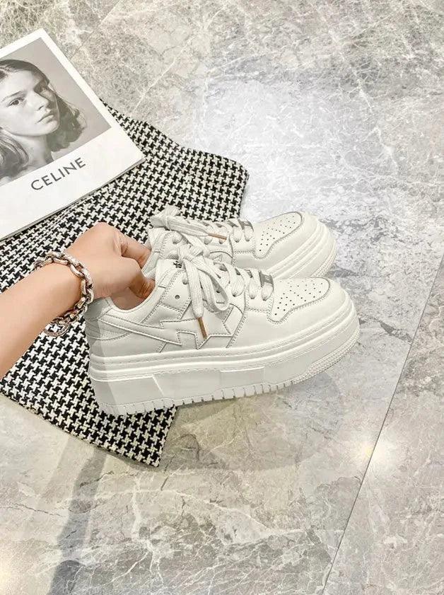 P7 Women's Casual Shoes - Leather White Vulcanized Sneakers