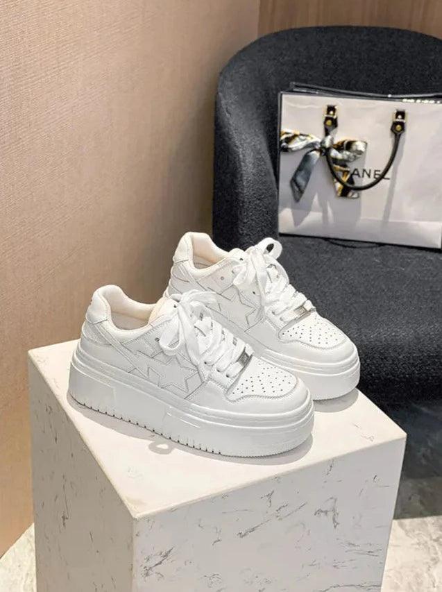 P7 Women's Casual Shoes - Leather White Vulcanized Sneakers