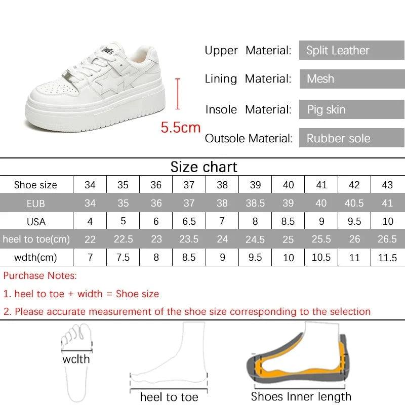 P7 Women's Casual Shoes - Leather White Vulcanized Sneakers