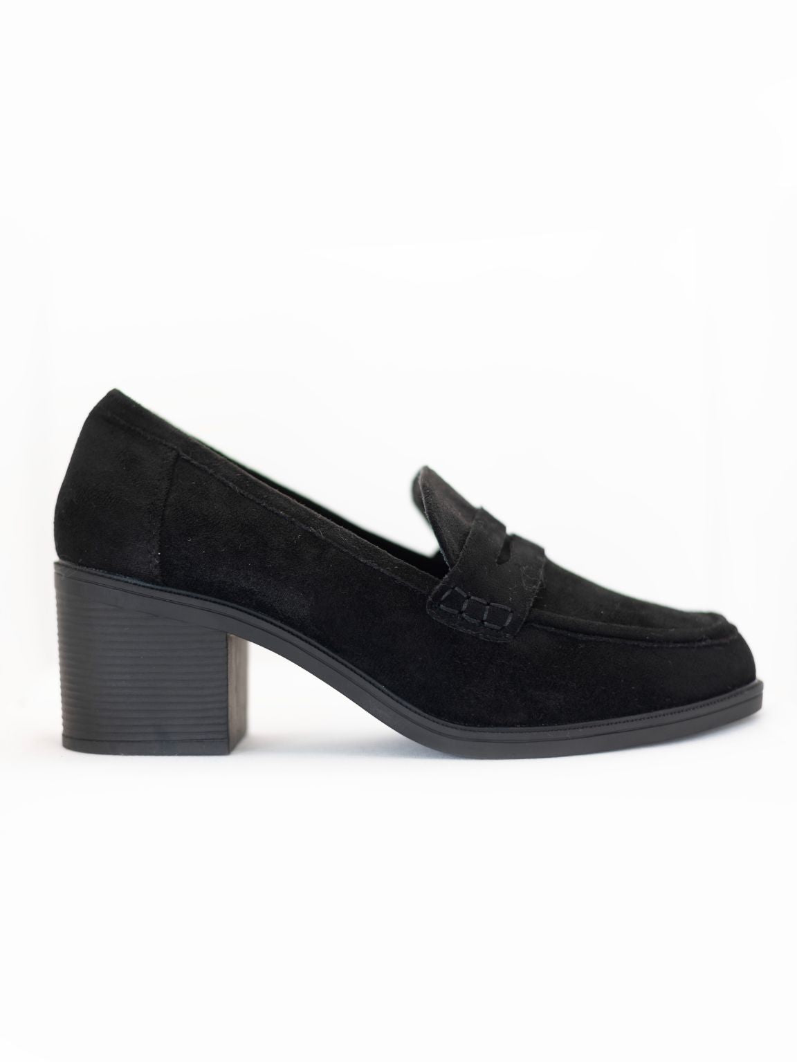 Suede Style Block Heeled Loafers