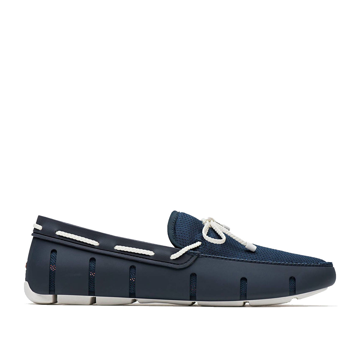 Swims - Braided Lace Loafers in Navy & White