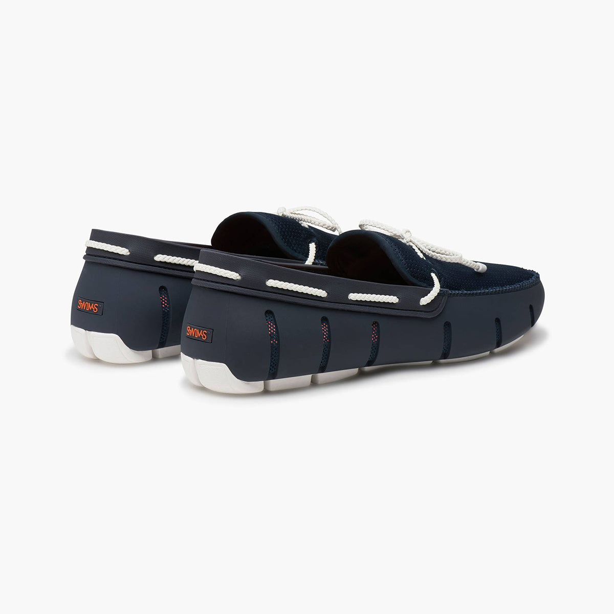 Swims - Braided Lace Loafers in Navy & White