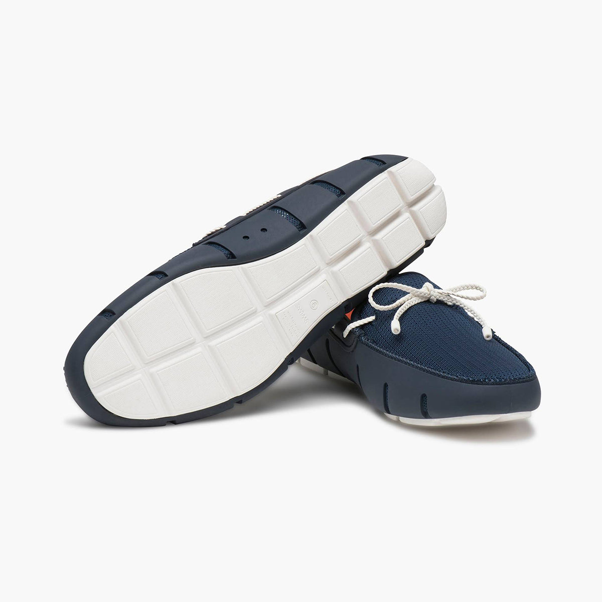 Swims - Braided Lace Loafers in Navy & White